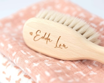 Baby hair brush with name / personalized birth gift - personalized baby brush with name / simple wooden brush