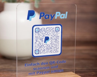 Paypal stand made of acrylic / QR code for scanning / company stand / Paypal link stand / QR code for customers with real wood base