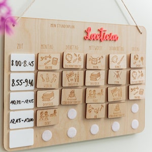 Horario personalizado, horario para primaria con tarjetas de madera / rellenar y reorganizar individualmente / horario de madera