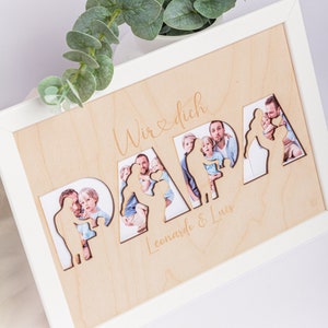 PAPA - Holzbild mit persönlicher Gravur / Geschenk für Papa oder zum Geburtstag, Nikolaus, Weihnachten / Geschenk zum Vatertag