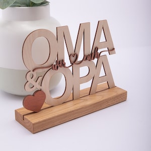 Grandma & Grandpa stand with oak base / Best grandparents / Gift for grandma and grandpa / we love you / Gift idea for grandma and grandpa