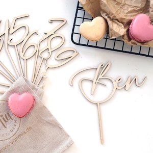 Topper per torta con nome in legno con set di numeri / Cake topper per festa di compleanno / Topper per torta di compleanno / Topper per torta compleanno design 2