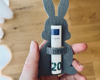 Osterhase Geldgeschenk aus Filz – Personalisiertes Ostergeschenk für Kinder & Erwachsene, Wunscherfüller, Nachhaltiges Mitbringsel
