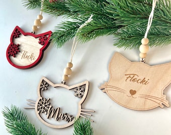 Pet ornament / Cat ornament for Christmas tree / Paw print ornament / Personalized wooden gifts