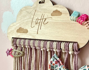 Cloud-shaped hair clip holder with name / Gift idea for birthdays / Children's Day: Hair clip storage with name in cloud shape