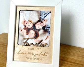 Wooden family picture - picture with a personal message / Gift idea for Dad on Father's Day / Gift idea for Mom / Birthday gift