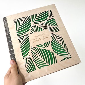 Libro de familia de madera con motivos florales, libro de familia con apellido, libro de matrimonio para documentos en formato A4 o A5