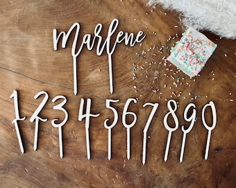 Cake Topper Name aus Holz mit Zahlenset / Birthday Party Caketopper / Geburtstagstopper Kuchen / Cake Topper Geburtstag