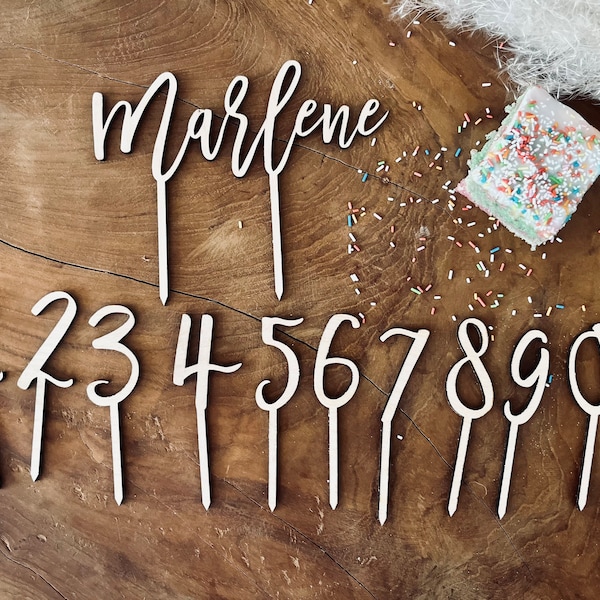 Cake Topper Name aus Holz mit Zahlenset / Birthday Party Caketopper / Geburtstagstopper Kuchen / Cake Topper Geburtstag