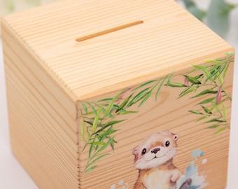 カワウソの貯金箱、カワウソの絵柄の貯金箱、鍵付きの貯金箱、子供用