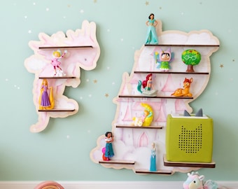 Tonie shelf with fairytale castle for up to 28 figures / Wooden Tonie shelf / Additional dragon shelf for 10 figures / Shelf for Tonies