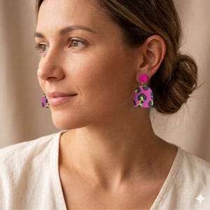 Neon Leo (Pink) Acrylic Earrings – Geometric Stud Earrings in 6 Shapes – Handmade Acrylic Accessories – Made in Leipzig