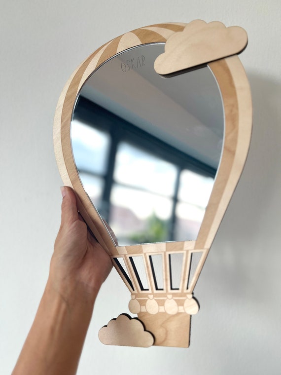 Gift for children: Children's mirror shatterproof with name hot air balloon / Children's gift Christmas / Children's gift birthday
