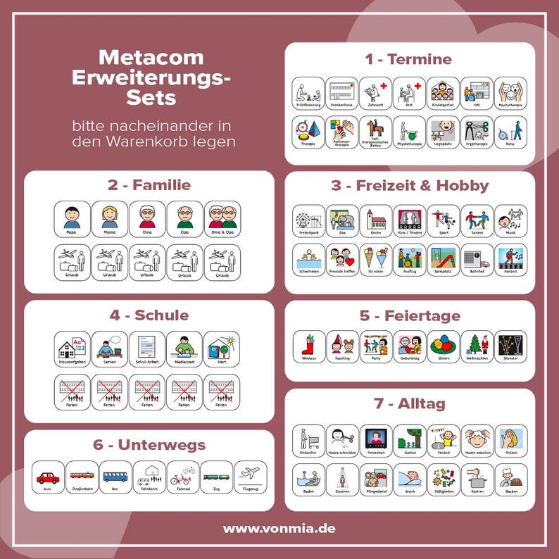 Metacom Wochenplan, Wochenroutine für Austismus, ADHS, Senioren, Erweiterungsset