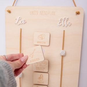 Abendroutine für Kinder aus Holz mit 7 Routinekarten, Routineplan Kinder mit Abendablauf, Kinder Abendroutine