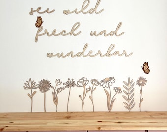 Wooden wall decoration - lettering "Be wild, cheeky and wonderful" / Children's room decoration made of birch wood / Saying for children's room
