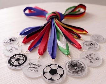 Personalized acrylic football medals | Individual tournament medal with club logo | Sports award with UV print