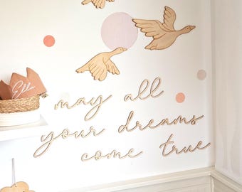 Decorative wooden geese with saying for children's room wall / wooden wall decoration / wooden birds