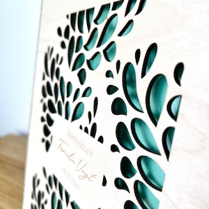 Stammbuch mit Familienname personalisiert mit floralem Muster