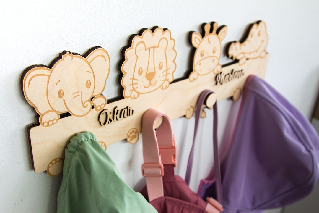 Coat Rack With Animal Motifs for Children - Can Be Assembled With 1 to ...