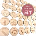 Wooden organization labels - Nursery organization with wooden labels for e.g. Trofast shelves - Over 155 designs (M-T) product logo