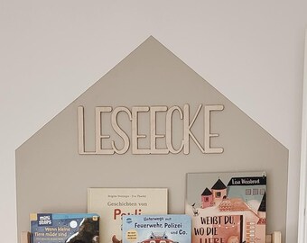 Wooden wall decoration - "Reading Corner" lettering / Children's room decoration made of birch wood / Saying for children's room
