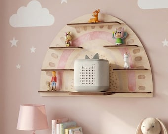 Tonie shelf with rainbow design for up to 30 figures / Wooden Tonie shelf / Additional cloud shelf for 12 figures / Shelf for Tonies