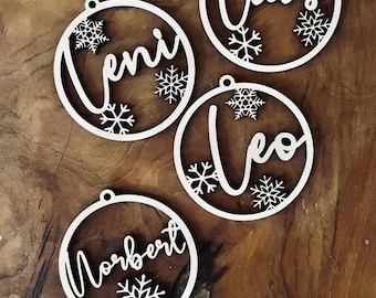 Personalized Christmas ornament with name | Wooden Christmas ornament | Handmade Christmas tree decoration