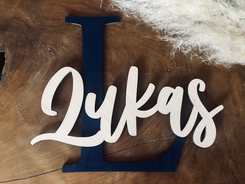 Lukas Lettering Children's Room Door Sign With Name and Letter / Wooden Wall Decoration ...