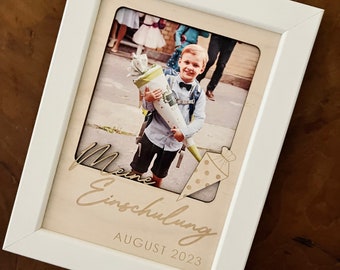 My starting school picture frame / starting school in 2024 / gift idea for starting school / finally a school child / picture frame with wooden inlay