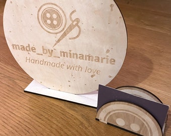 Logo engraved or cut in wood - round, oval, square or desired shape