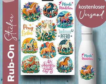 Rub-on sticker sheet horse in A5 format | Stickers for horse girls, ponies, and love for smooth surfaces