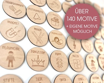 Wooden organization labels - Children's room organization with wooden labels for e.g. Trofast shelves - Over 140 designs (1)