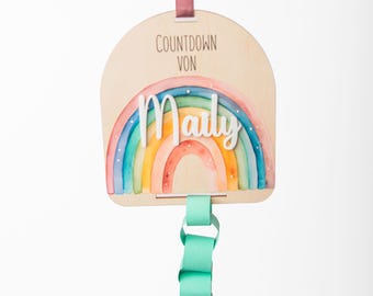 Countdown board with name and rainbow - Share the excitement with this countdown board