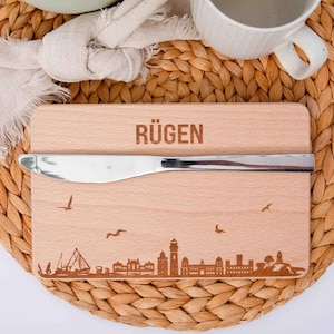 Rügen wooden board / Island silhouette / Gift idea Northern Lights / Holiday feeling / Snack board / Breakfast board