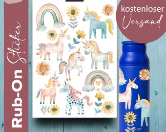 Rub-on sticker sheet unicorn and rainbow in A5 format | Stickers for Raysin, Keraflott, glass, ceramic, cork coasters - among others for children