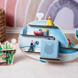 Tonie shelf with whale for up to 24 figures / Tonie shelf made of wood with whale motif / Shelf for Tonies / Underwater / Additional shelf for 6 Tonies