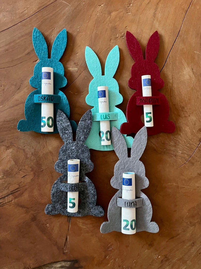 Geldhalter Osterhase aus Filz für Geldgeschenk zu Ostern