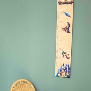 Wooden magician height chart / gift for birth / wooden height chart with magic motifs / children&#39;s room height chart