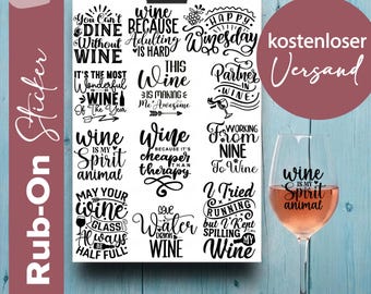 Rub-On Sticker Sheet Wine is cheaper than therapy in A5 format | Stickers for glass, ceramic, Keraflott, metal, stainless steel, etc.