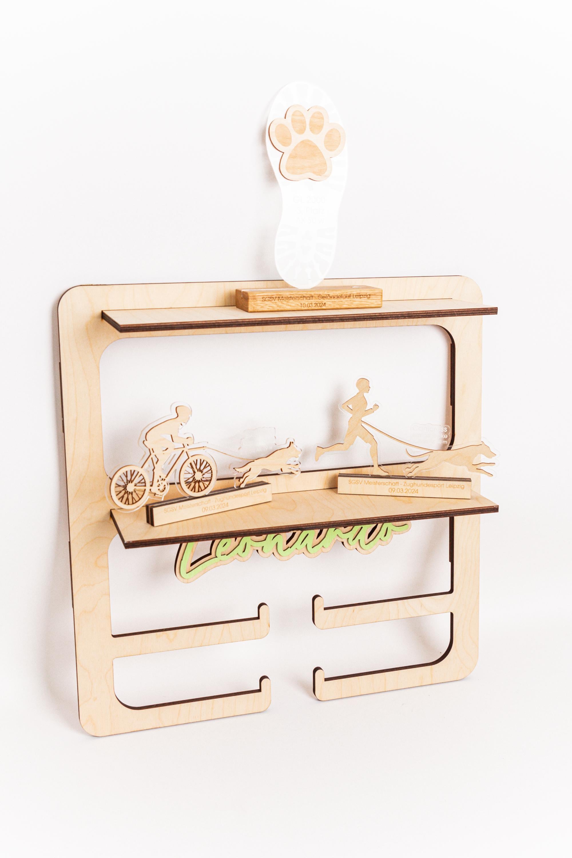 Thropys Rack Trophy Rack With Name / Rack for Trophies and Medals With 2 Shelves and ...