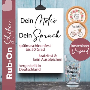 Rub-On Sticker personalisiert A6, A5, A4, A3, A2, A1 | Aufkleber für Raysin, Keraflott, Glas, Keramik, Porzellan | mit Wunschtext