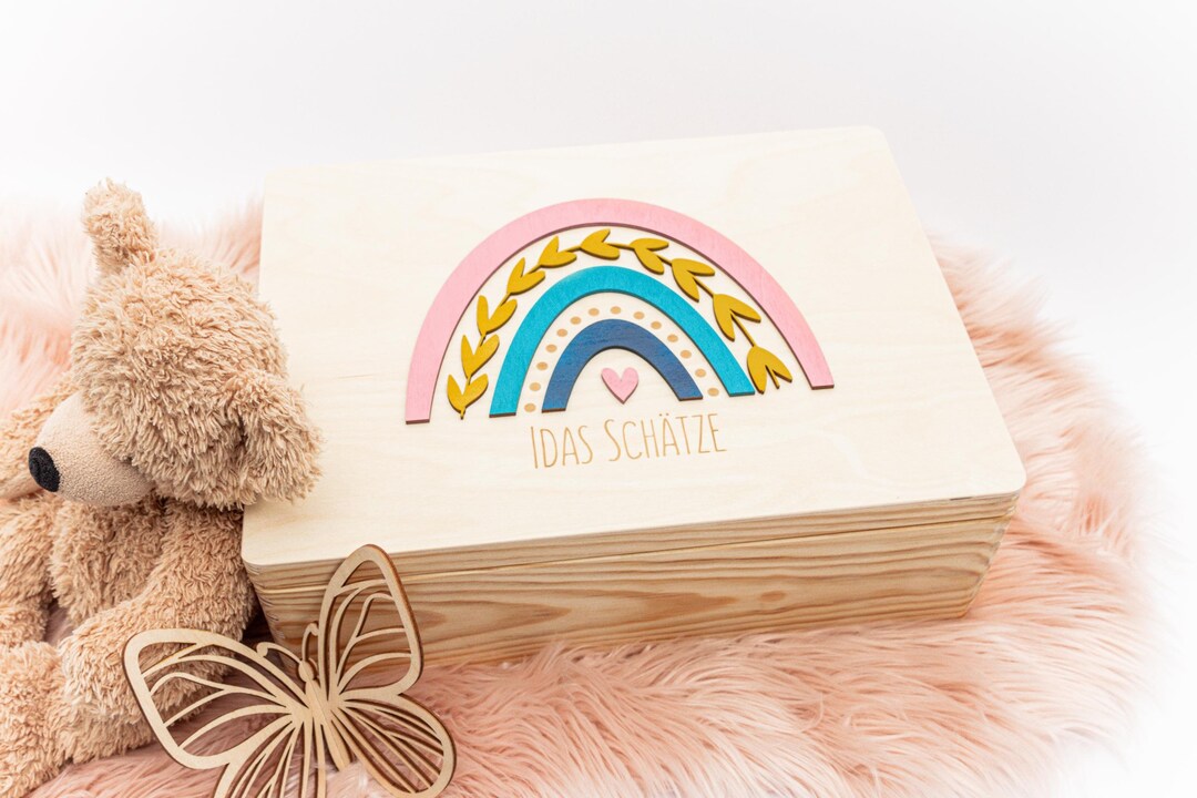 Rainbow Memory Box / Keepsake Box for Birth, Gift for Christening or ...