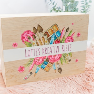 Kreativkiste fürs Kinderzimmer / Geschenkidee Kind für kreative Utensilien /Weihnachtsgeschenk / Kiste für Farbkarten, Pinsel, Stifte usw.