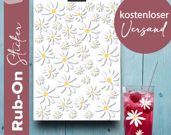 Rub-on sticker sheet with daisy pattern | Stickers with daisies | Scratch-resistant motifs for casting powder, bottles, cups and much more.