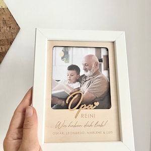 Holzbild Bester Opa mit Bilderrahmen / Fotogeschenk Opa / Geburtstagsgeschenk Opa, Fotogeschenk