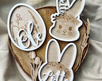 Oster-Anhänger mit Name / Geschenkanhänger aus Holz Ostern