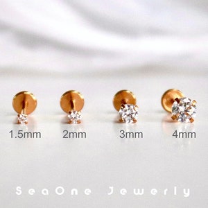 Tiny Diamond Flat Back Stud Stud Earrings Stainless Steel Hypoallergenic  Double Piercing Earrings Comfortable Studs 