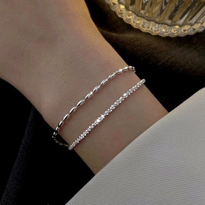 Sterling Silver Double Chain Bracelet - Adjustable Bracelet - Stacking Bracelet - Delicate Bracelet - Chain Bracelet - Minimalist Bracelet