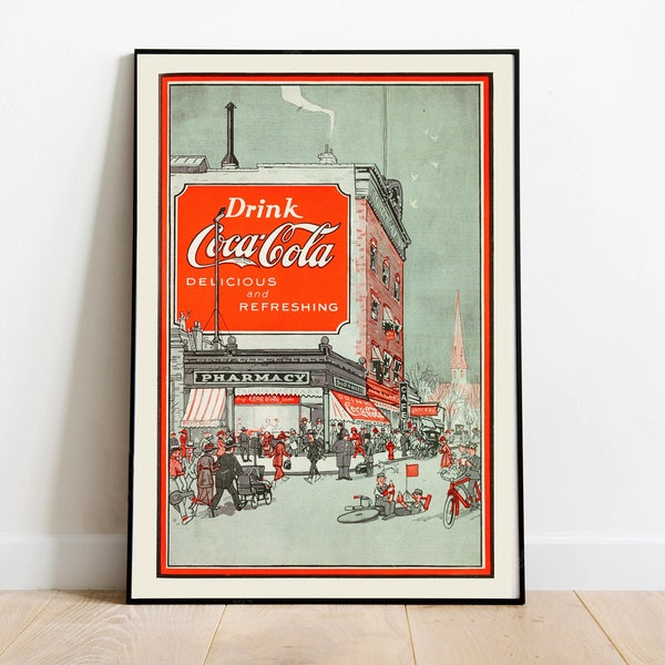 Coca Cola vintage Art Print - Mid Century Modern Retro Bar Decor Original Coke Pop Art Print Kitchen Decor Gallery Wall Home Gift